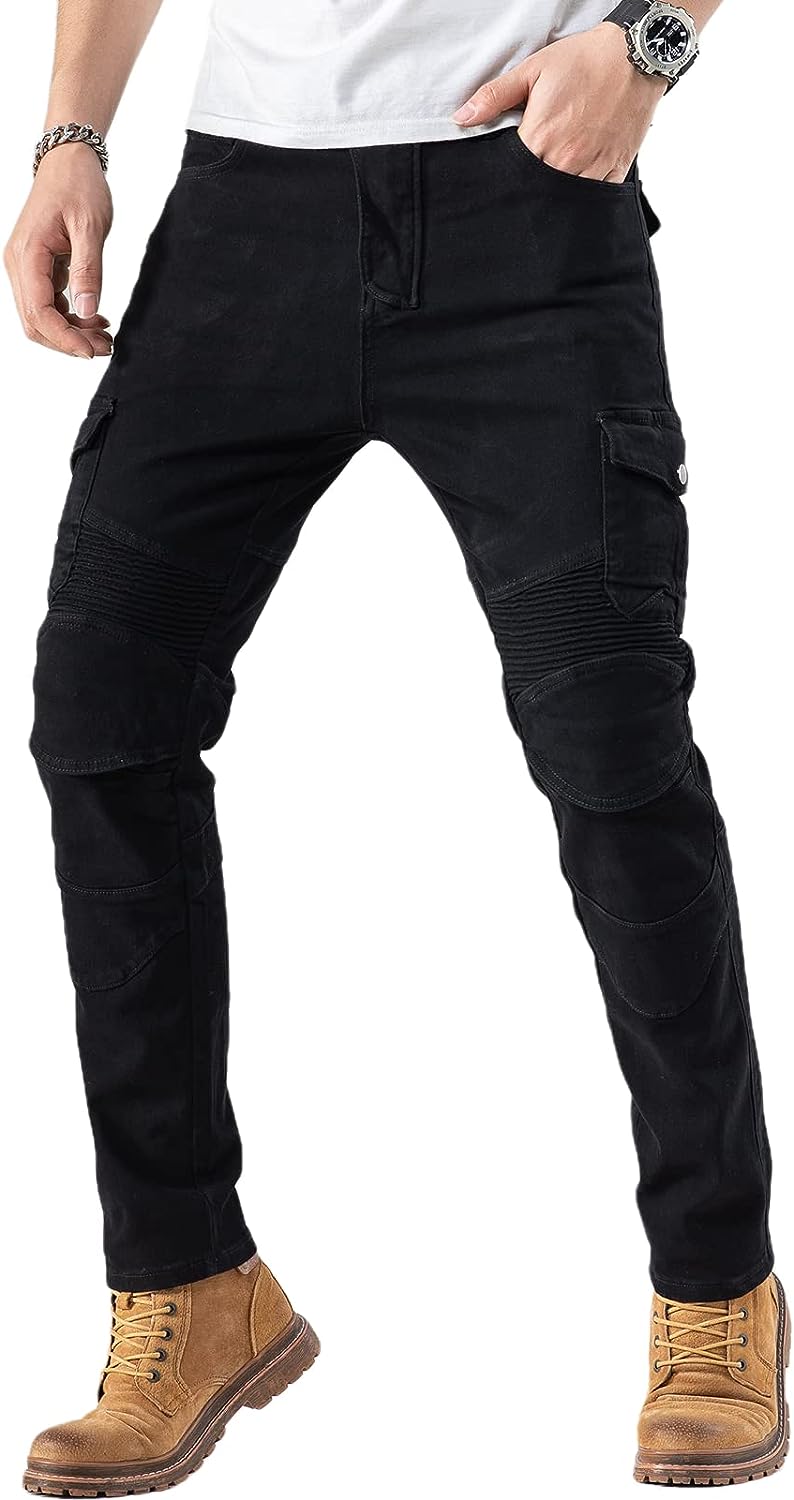 CTBQiTom Motorcycle Pants for Men Motocross Riding Pants Motorbike Riding Denim Jeans Adventure Trousers with CE Armor
