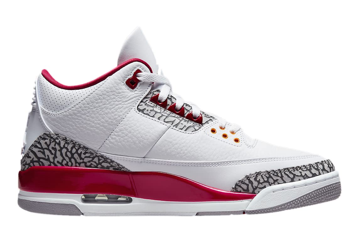 Nike Mens Air Jordan 3 Retro Sneaker, Adult, White/Lt Curry-Cardinal Red, 9.5 M US
