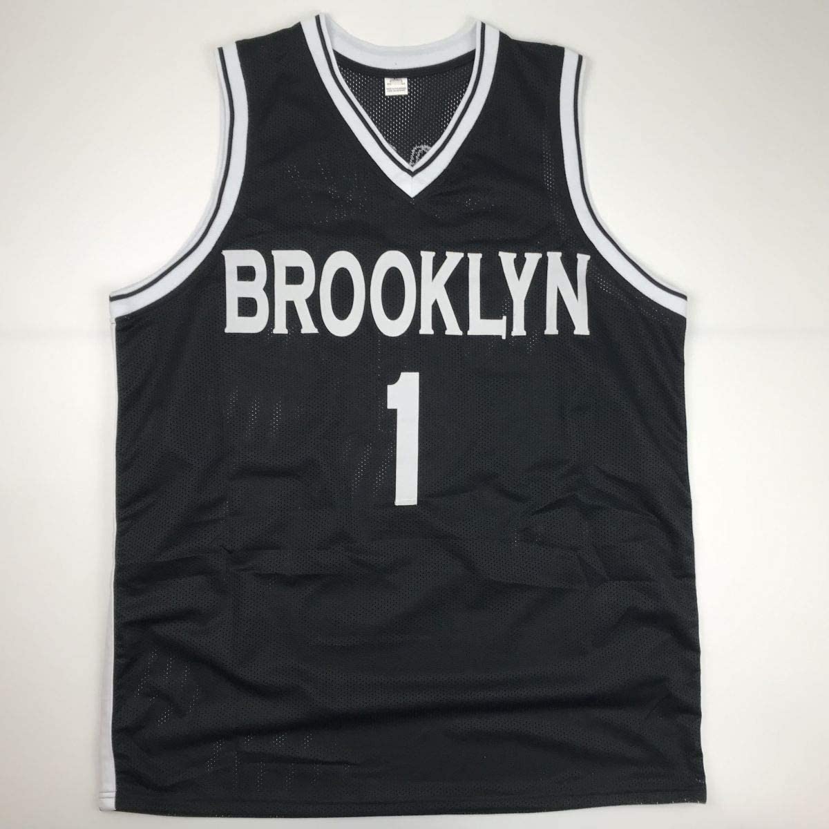Autographed/Signed D'Angelo Russell Brooklyn Black Basketball Jersey JSA COA