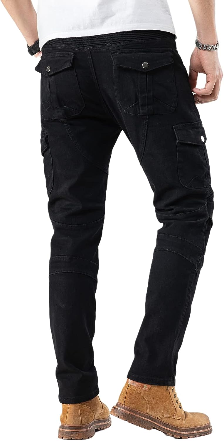 CTBQiTom Motorcycle Pants for Men Motocross Riding Pants Motorbike Riding Denim Jeans Adventure Trousers with CE Armor