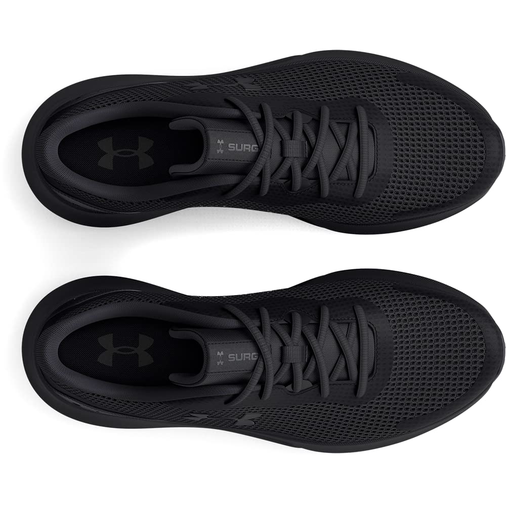 Under Armour Men's Surge 3 Road Running Shoe, (002) Black/Black/Black, 12
