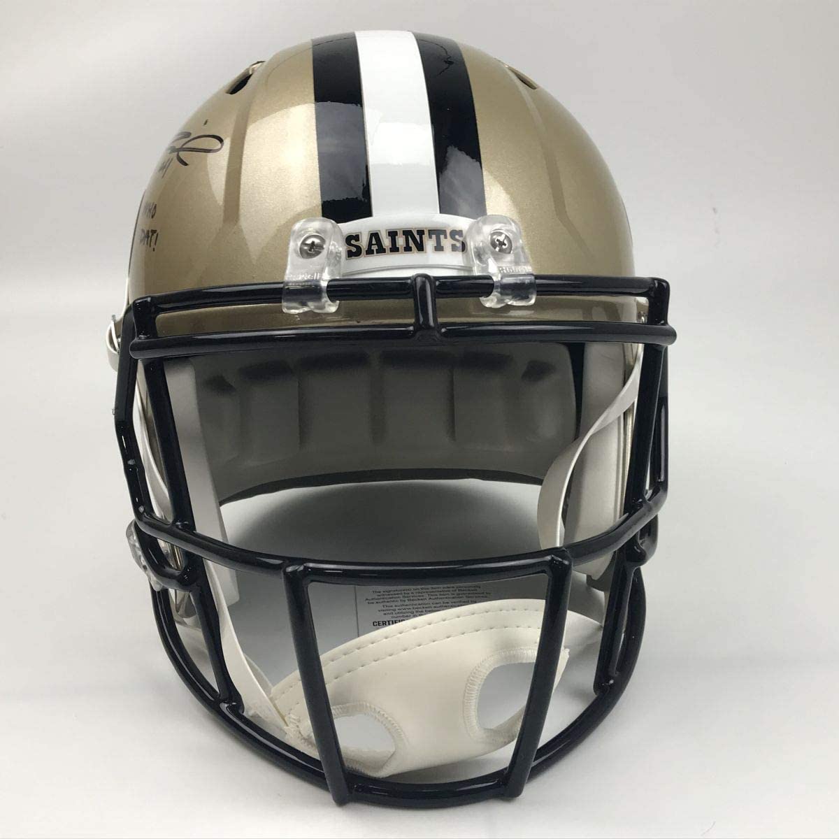 Autographed/Signed Alvin Kamara Who Dat New Orleans Saints Full Size FS F/S Replica Football Helmet Beckett BAS COA
