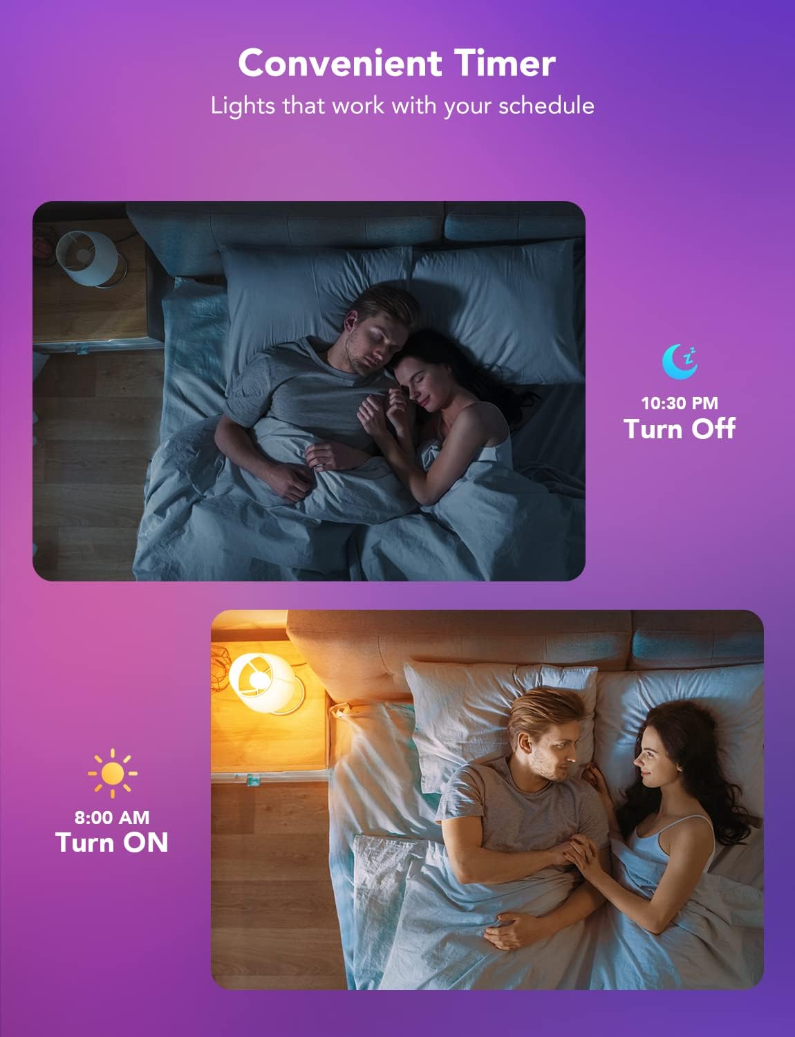 Govee Smart Light Bulbs, WiFi and Bluetooth Light Bulbs, Music Sync and 54 Scene Modes, 9W 60W Equivalent WiFi Light Bulbs, Color Changing RGBWW Light Bulbs, Supports Alexa & Google Assistant, 2 Pack