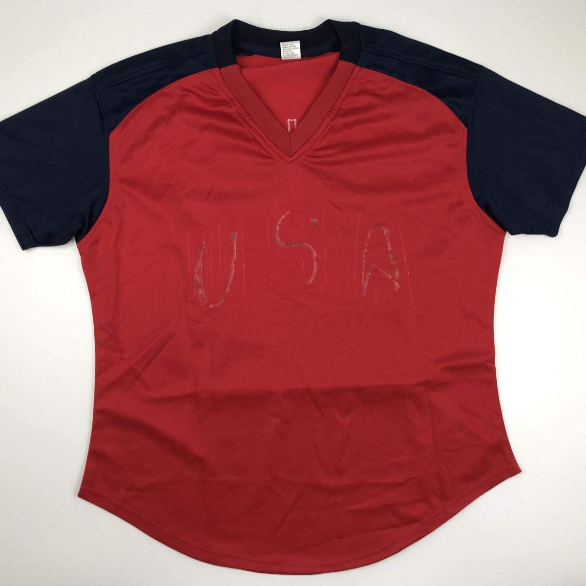 Autographed/Signed Jennie Finch 04 Gold Red Team USA Softball Jersey JSA COA