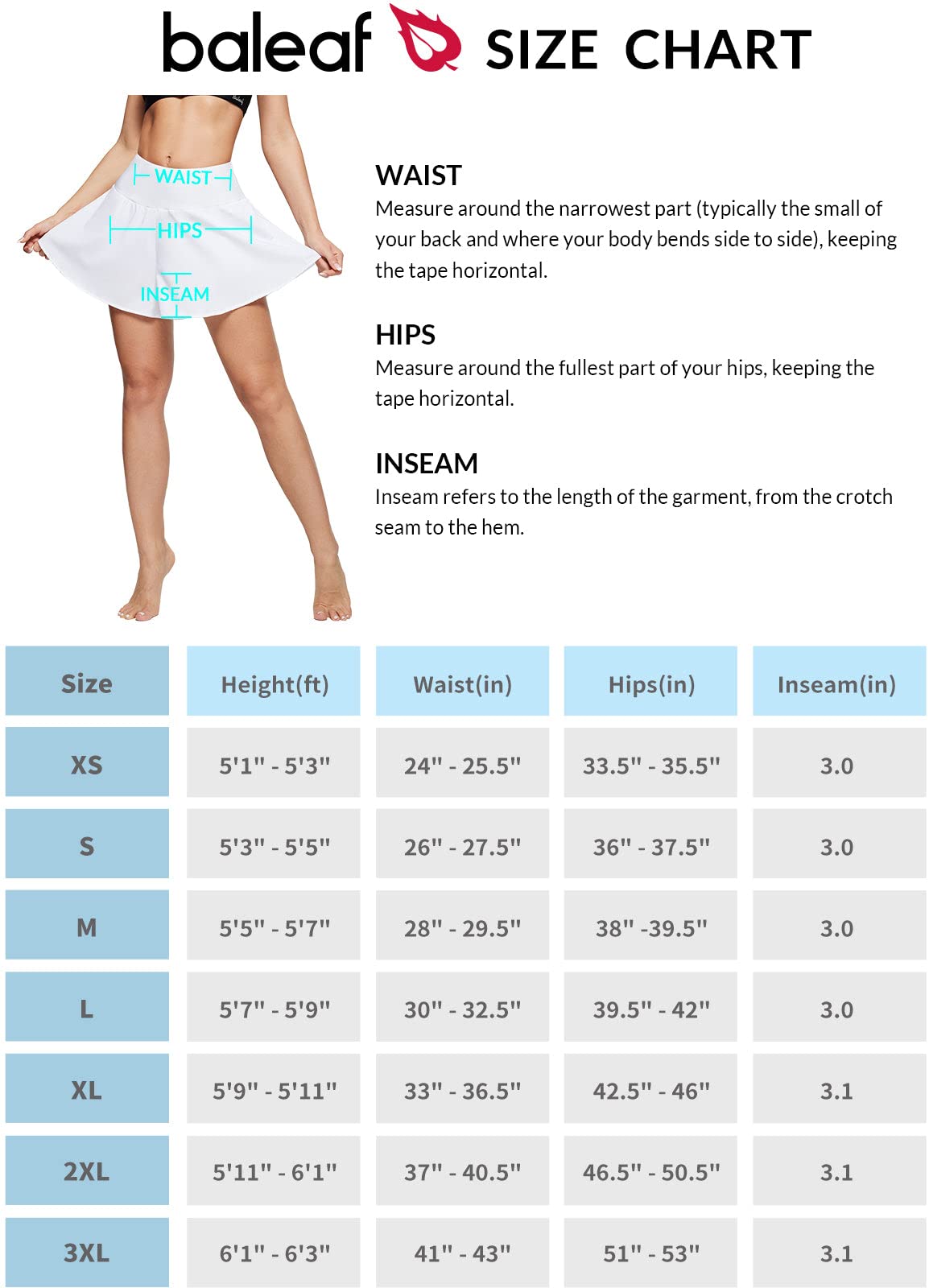 BALEAF Women's Swim Skirt Bottoms 3" Swim Board Shorts High Waisted Tummy Control Swimwear Bottoms with Liner White 2XL