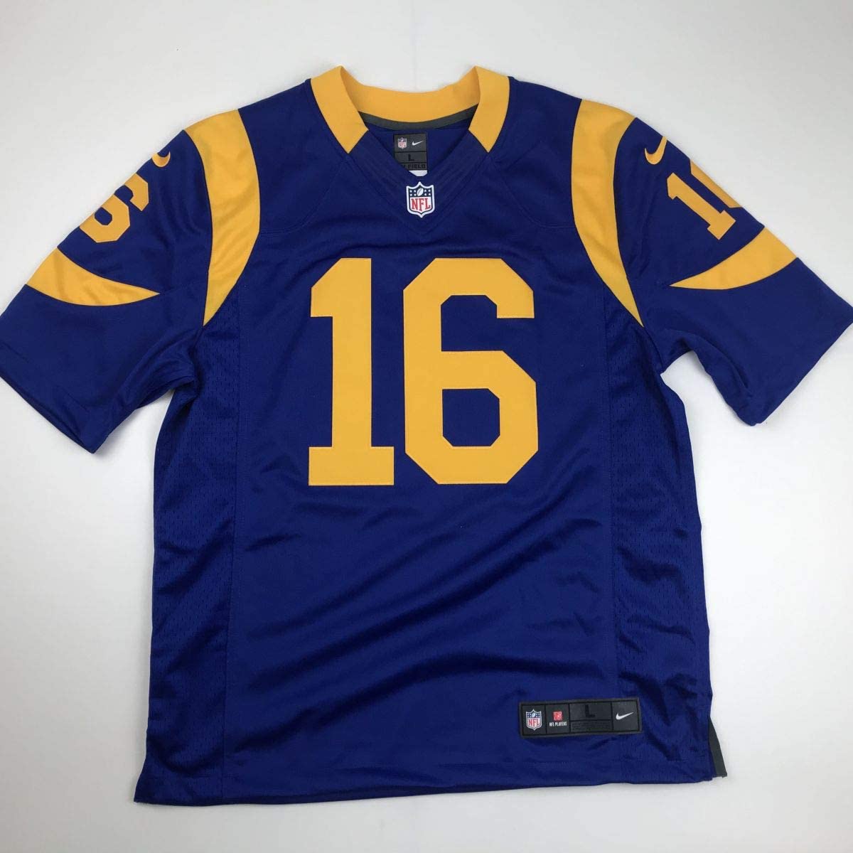 Autographed/Signed Jared Goff Los Angeles LA Retro Blue Football Jersey Fanatics COA