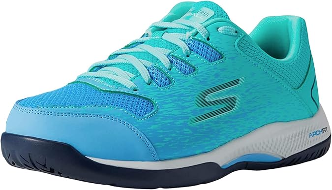 Skechers Women's Go Train Arch Fit Viper Court-Pickleball Sneaker, Turquoise, Size 8