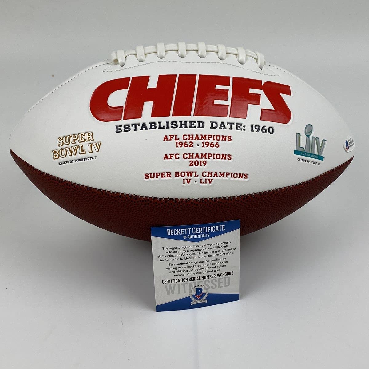 Autographed/Signed Chris Jones Hill Kansas City Chiefs Full Size F/S White Panel Logo Football Beckett BAS COA