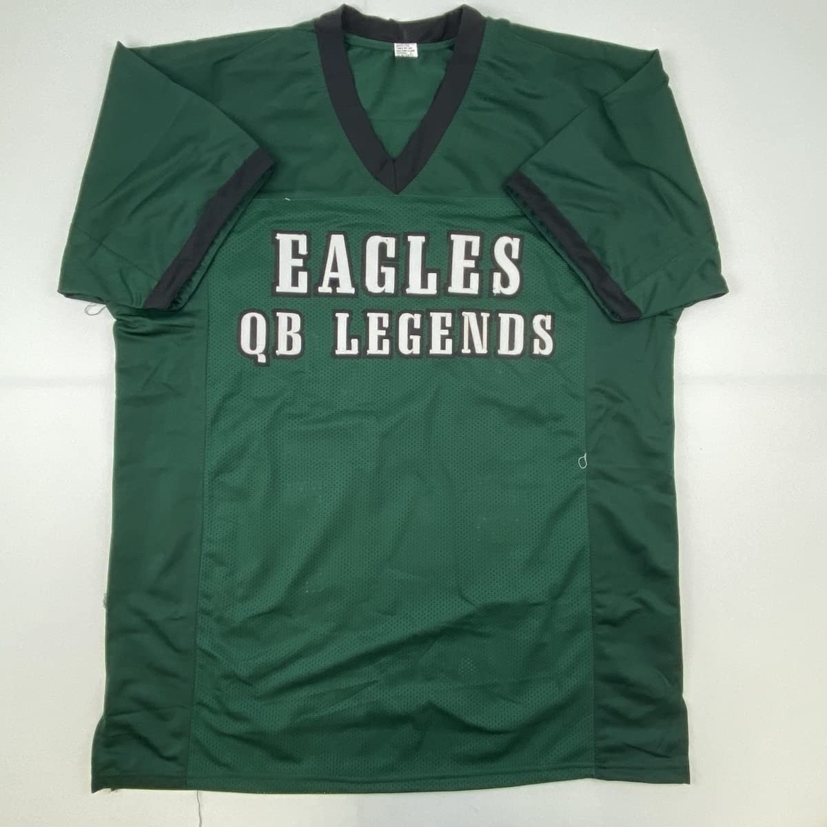 Autographed/Signed Eagles QB Legends McNabb Cunningham Vick Jaworski Philadelphia Green Football Jersey JSA COA