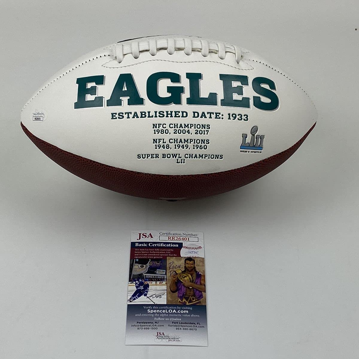 Autographed/Signed DeVonta Smith Philadelphia Eagles Full Size F/S White Panel Logo Football JSA COA