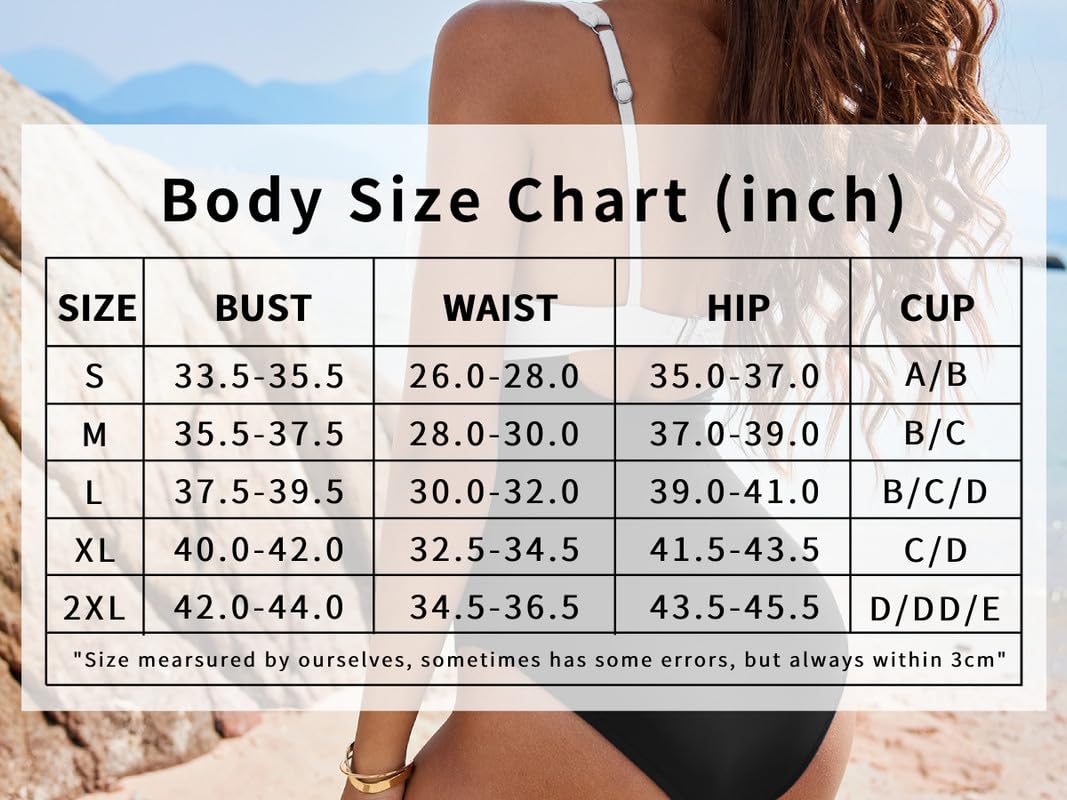 AI'MAGE Women's One Piece Swimsuit High Waisted Bathing Suit Cutout Monokini V Neck Swimwear, White, Large