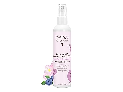 Babo Botanicals Smoothing Berry Conditioning Spray - Detangling & Nourishing - Eliminates Frizz & Prevents Static - Evening Primrose Oil - Non-Aerosol - For all ages - Light Berry Fragrance