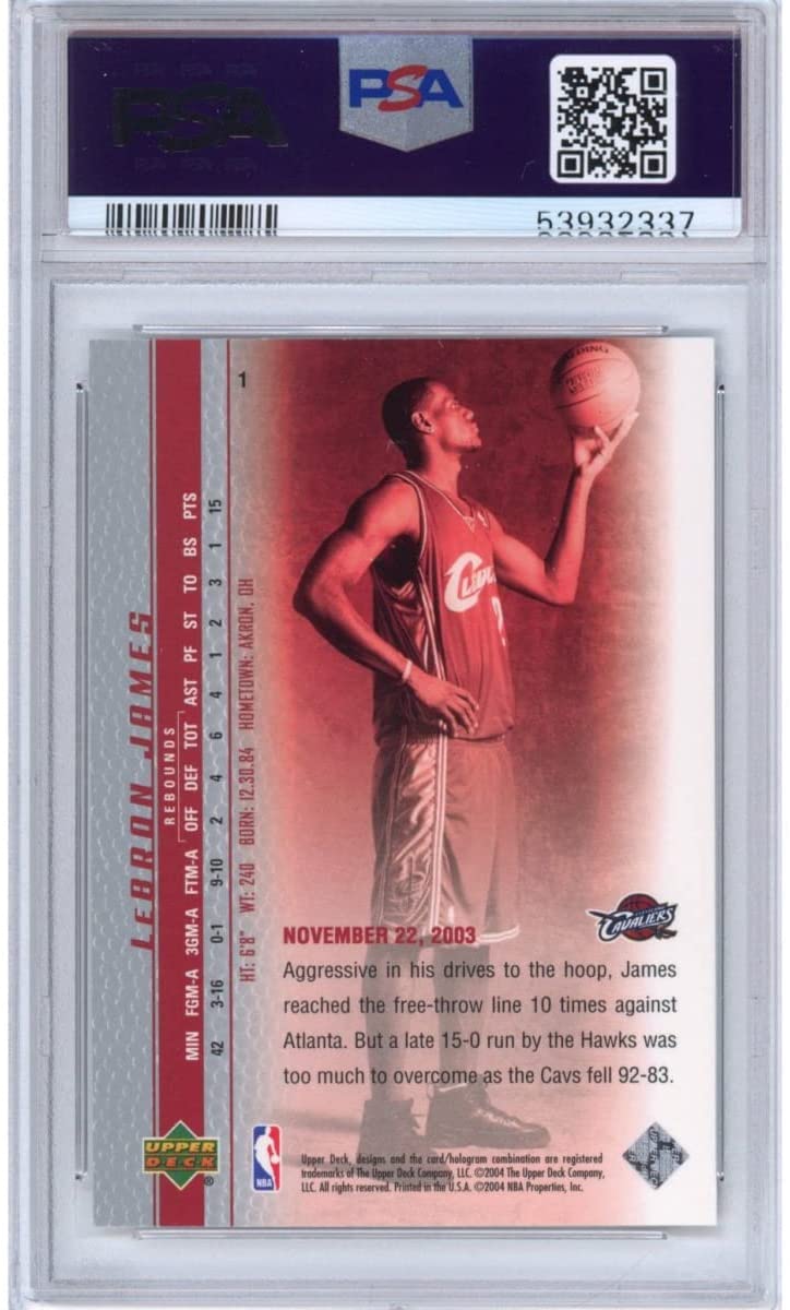 Graded 2003-04 Upper Deck UD LeBron James #1 Phenomenal Beginning Rookie RC Basketball Card PSA 10 Gem Mint
