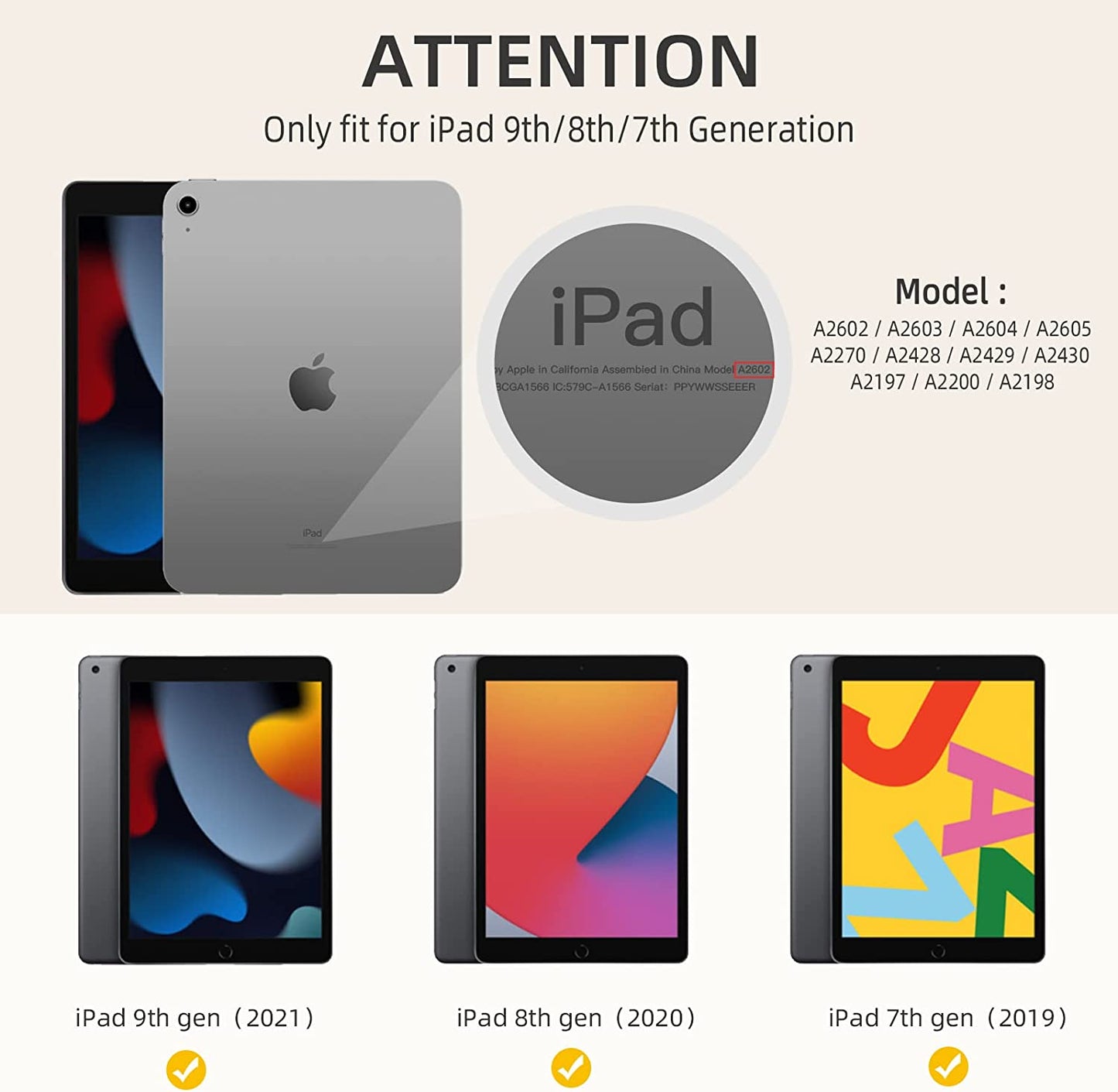 Akkerds Case Compatible with iPad 10.2 Inch 2021/2020 iPad 9th/8th Generation & 2019 iPad 7th Generation with Pencil Holder, Protective Case with Soft TPU Back, Auto Sleep/Wake Cover, Sky Blue