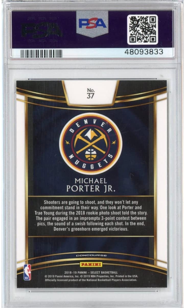Graded 2018-19 Panini Select Michael Porter Jr. #37 Rookie RC Basketball Card PSA 10 Gem Mint