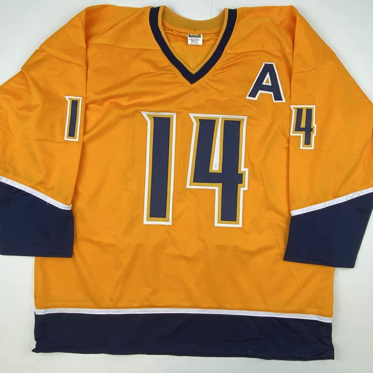 Autographed/Signed Mattias Ekholm Nashville Yellow Hockey Jersey PSA/DNA COA