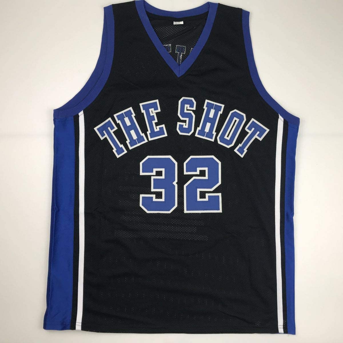 Autographed/Signed Christian Laettner Duke Black Stat The Shot College Basketball Jersey JSA COA