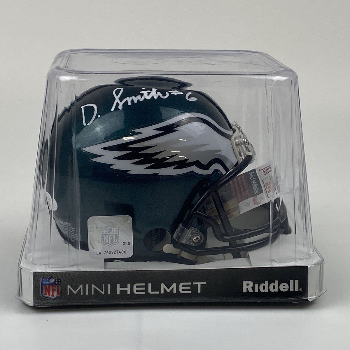 Autographed/Signed DeVonta Smith Philadelphia Eagles Mini Football Helmet JSA COA