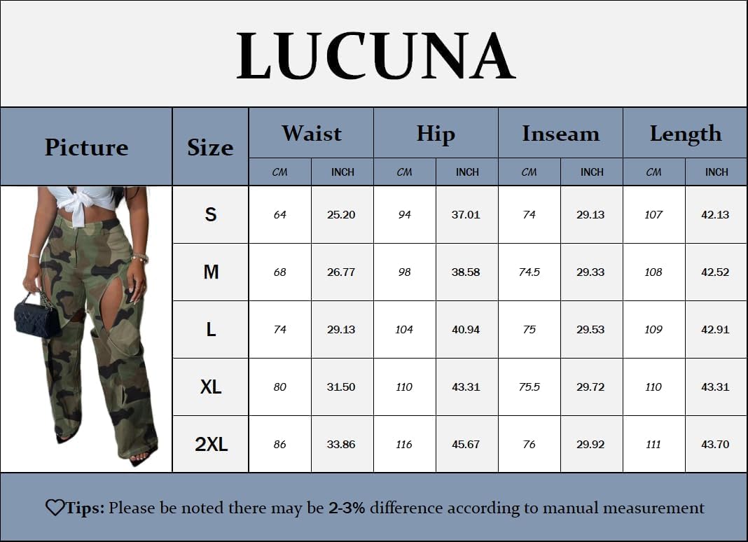 Womens Camo Cargo Pants High Waist Y2K Baggy Cut Out Straight Leg Casual Trousers Streetwear