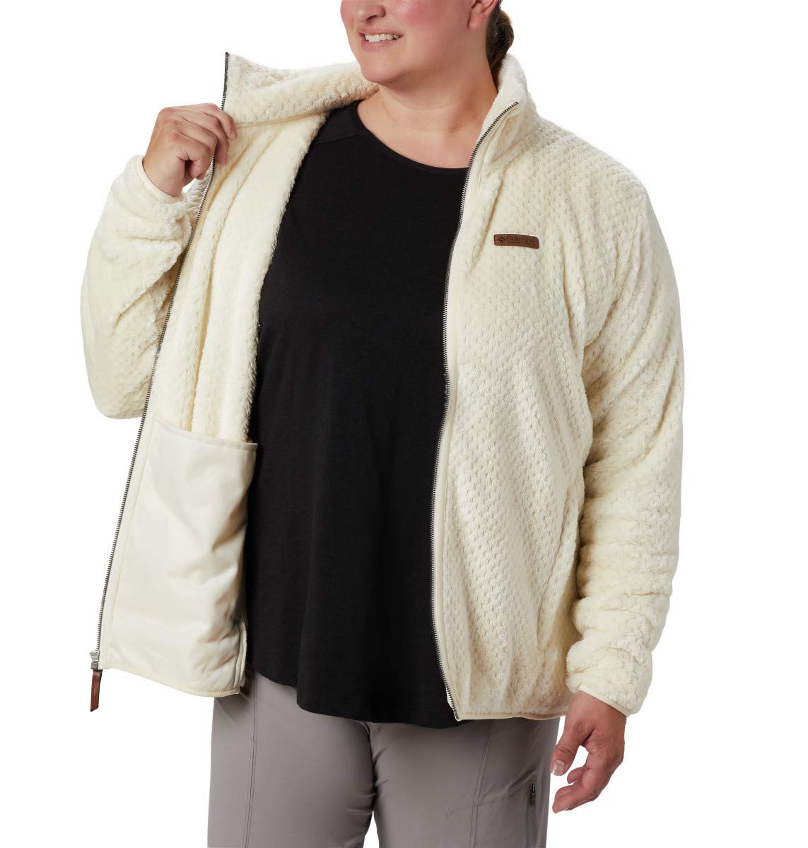 Columbia Women's Fire Side II Sherpa Full Zip, Chalk, Small