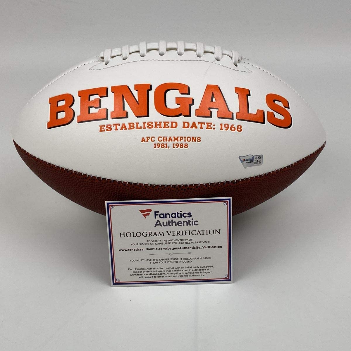 Autographed/Signed Joe Burrow Cincinnati Bengals Full Size F/S White Panel Logo Football Fanatics COA