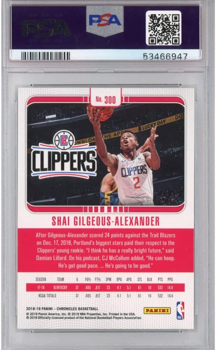 Graded 2018-19 Panini Chronicles Shai Gilgeous-Alexander #300 Rookie RC Basketball Card PSA 10 Gem Mint