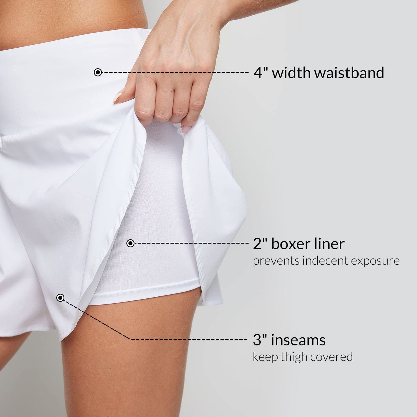 BALEAF Women's Swim Skirt Bottoms 3" Swim Board Shorts High Waisted Tummy Control Swimwear Bottoms with Liner White 2XL