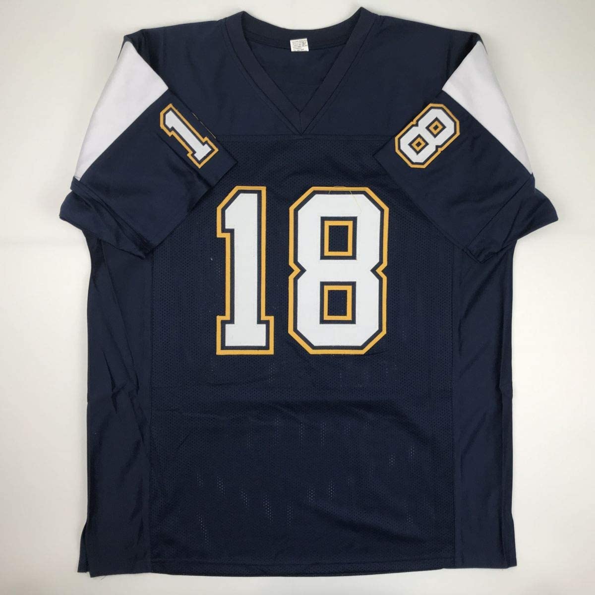 Autographed/Signed Charlie Joiner HOF 96 San Diego Dark Blue Football Jersey JSA COA