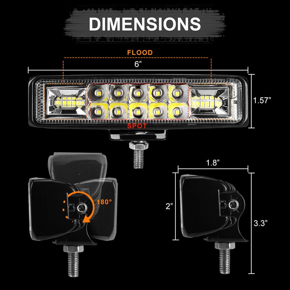 6 Inch Led Pods Light Bar - nicerpro Slim 60W 10000Lm 12V/24V Driving Fog Light Waterproof Combo Flood Spot Lights for Trucks Off Road ATV UTV Golf Cart Trailer 2 Pack