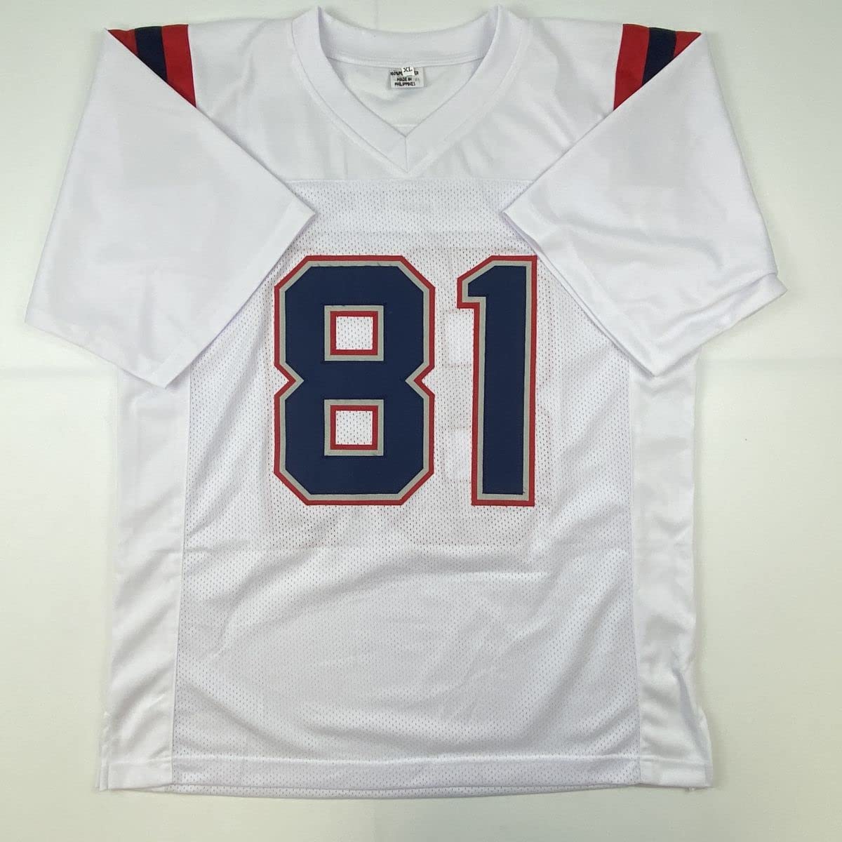 Autographed/Signed Jonnu Smith New England White Football Jersey Beckett BAS COA