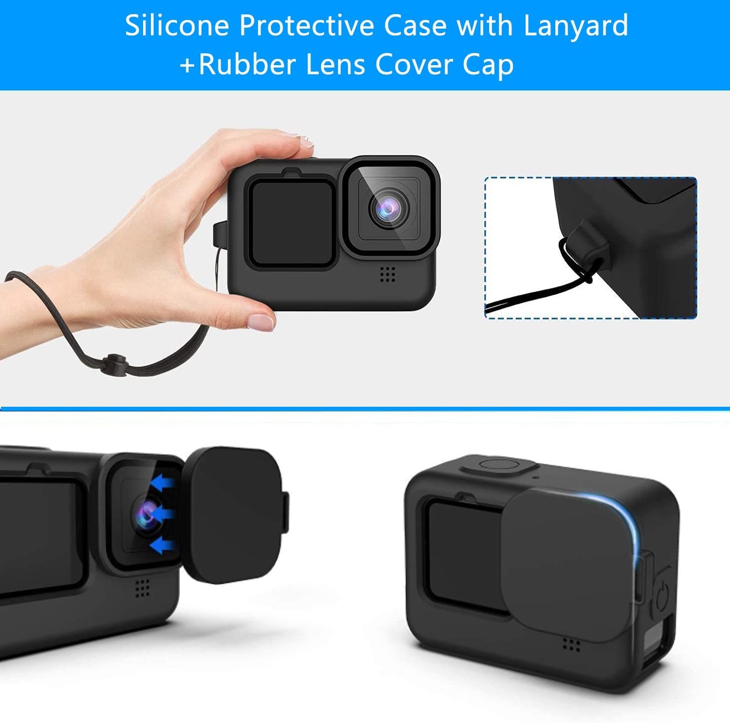FINEST+ Accessories Kit for GoPro Hero 11/Hero 10/ Hero 9 Black Waterproof Housing+Tempered Glass Screen Protector+Carrying Case+Sleeve Case+Carabiner+Anti-Fog Inserts for Go Pro Hero 11/10/9 Black