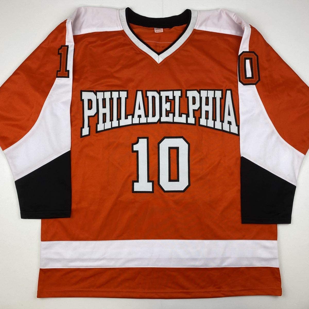 Autographed/Signed John LeClair Philadelphia Orange Hockey Jersey Beckett BAS COA