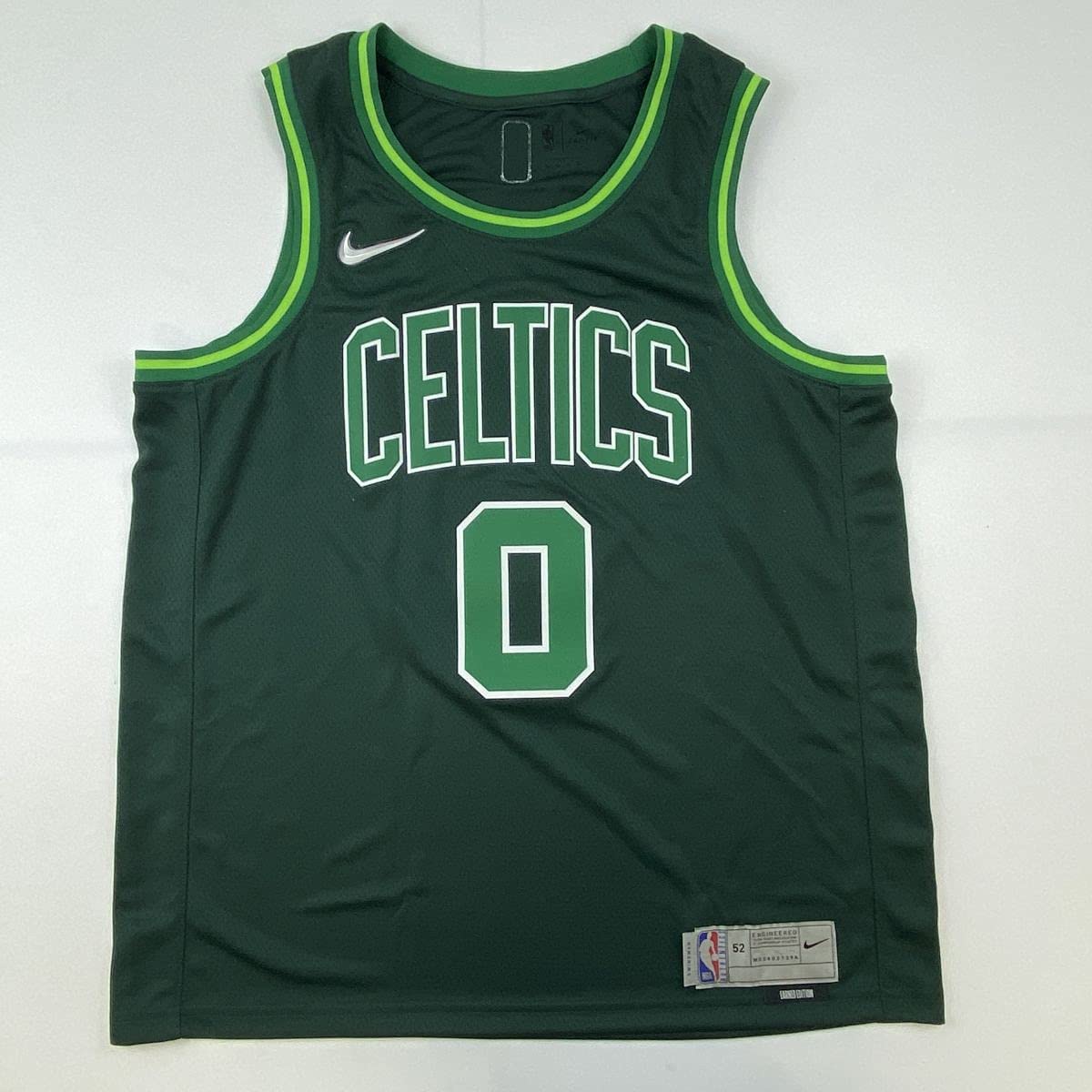 Autographed/Signed Jayson Tatum Boston Celtics Green Earned Edition Basketball Jersey Fanatics COA