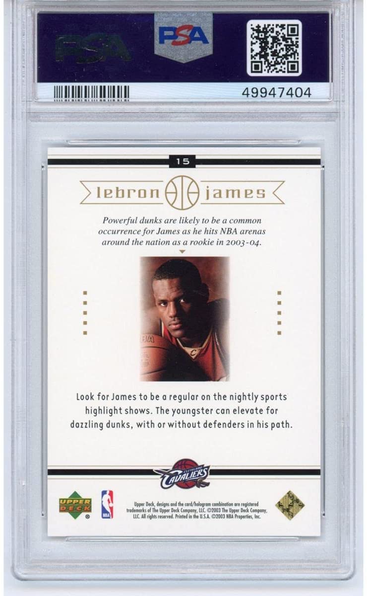 Graded 2003-04 Upper Deck LeBron James #15 Box Set Rookie RC Basketball Card PSA 10 Gem Mint