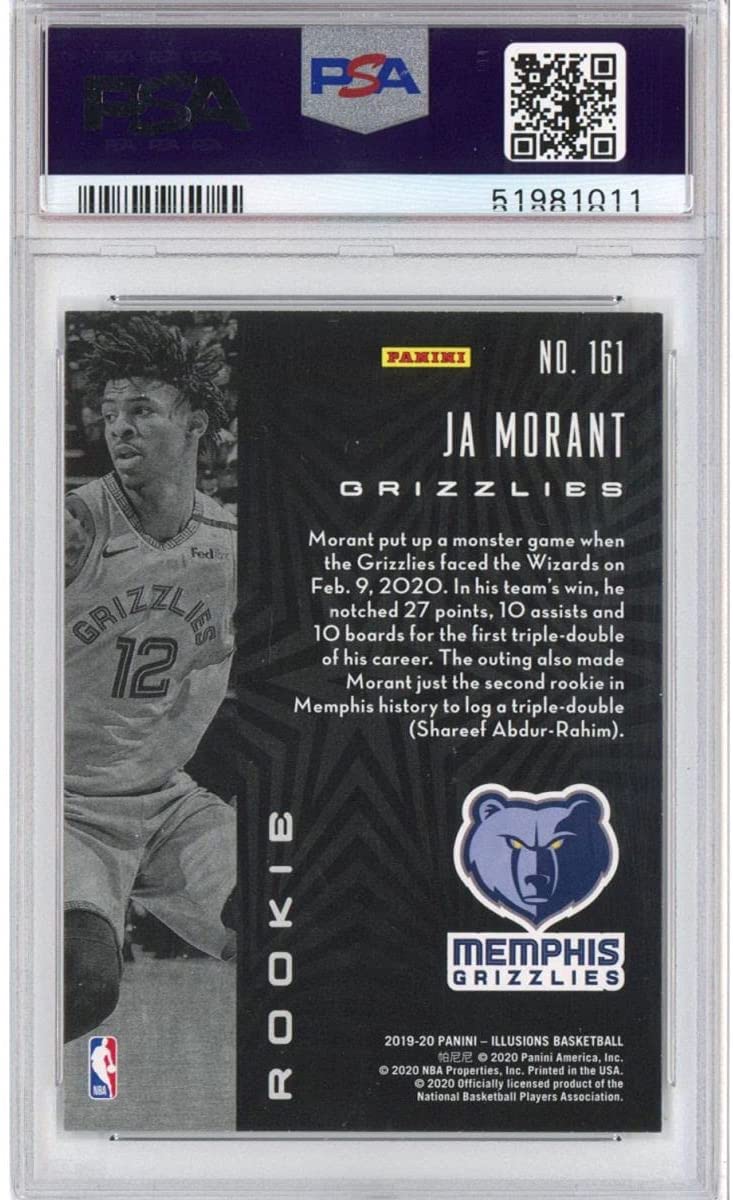 Graded 2019-20 Panini Illusions Ja Morant #161 Rookie RC Basketball Card PSA 10 Gem Mint