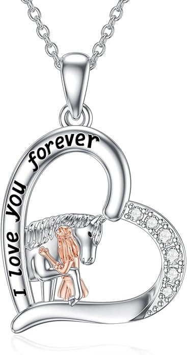 Wolf/Tiger/Lion/Bunny/Dragon/Fox/Dinosaur/Horse/Cat and Girl Necklace 925 Sterling Silver Moonstone/Abalone Shell Pendant Animal Jewelry for Women Girls Daughter Mom Birthday Gifts_Ü_