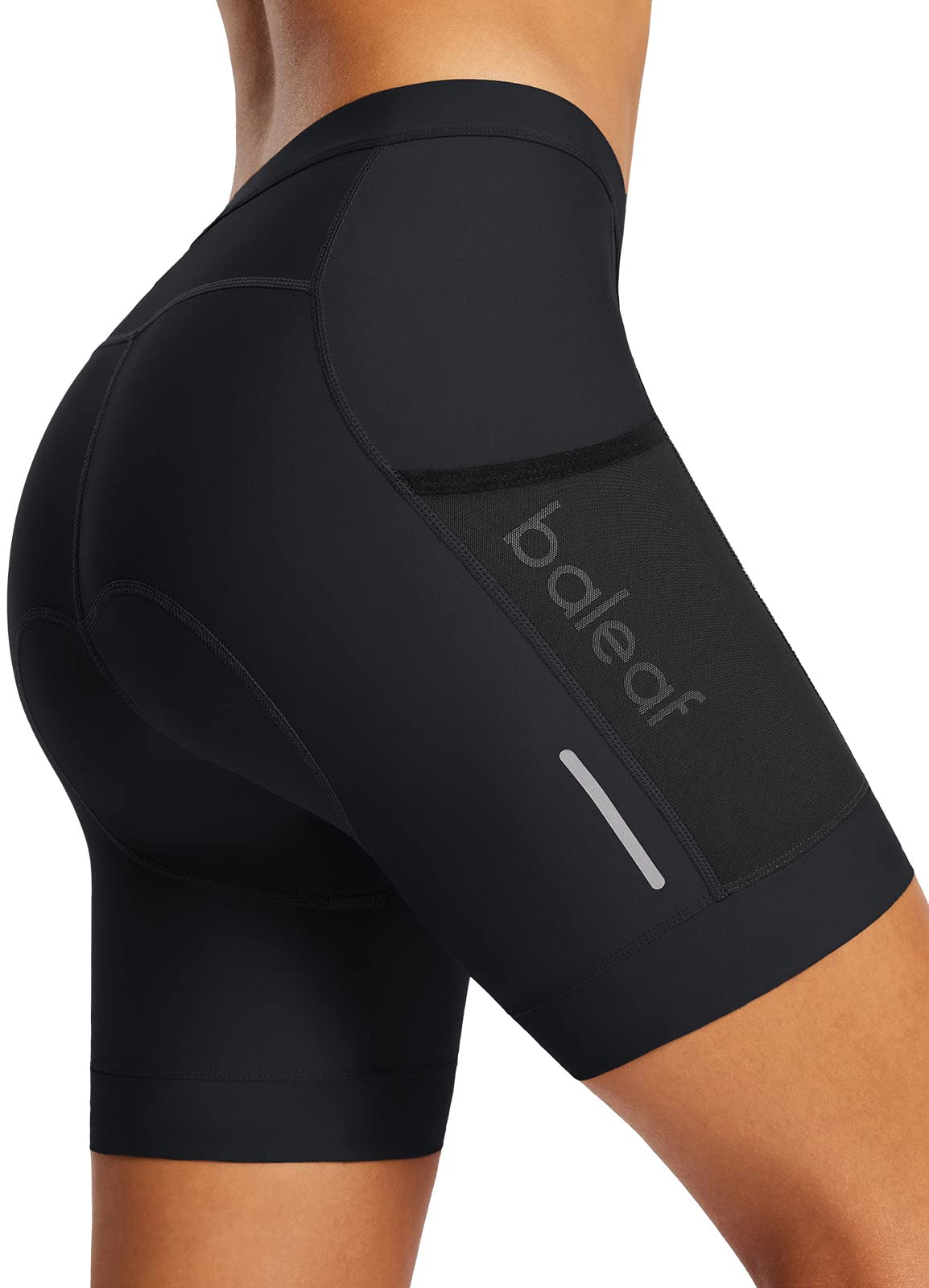 BALEAF Padded Bike Shorts Women 6'' Lycra Cycling Shorts 4D Gel Padding Biking Biker Bicycle Pockets UPF50+ Black XL