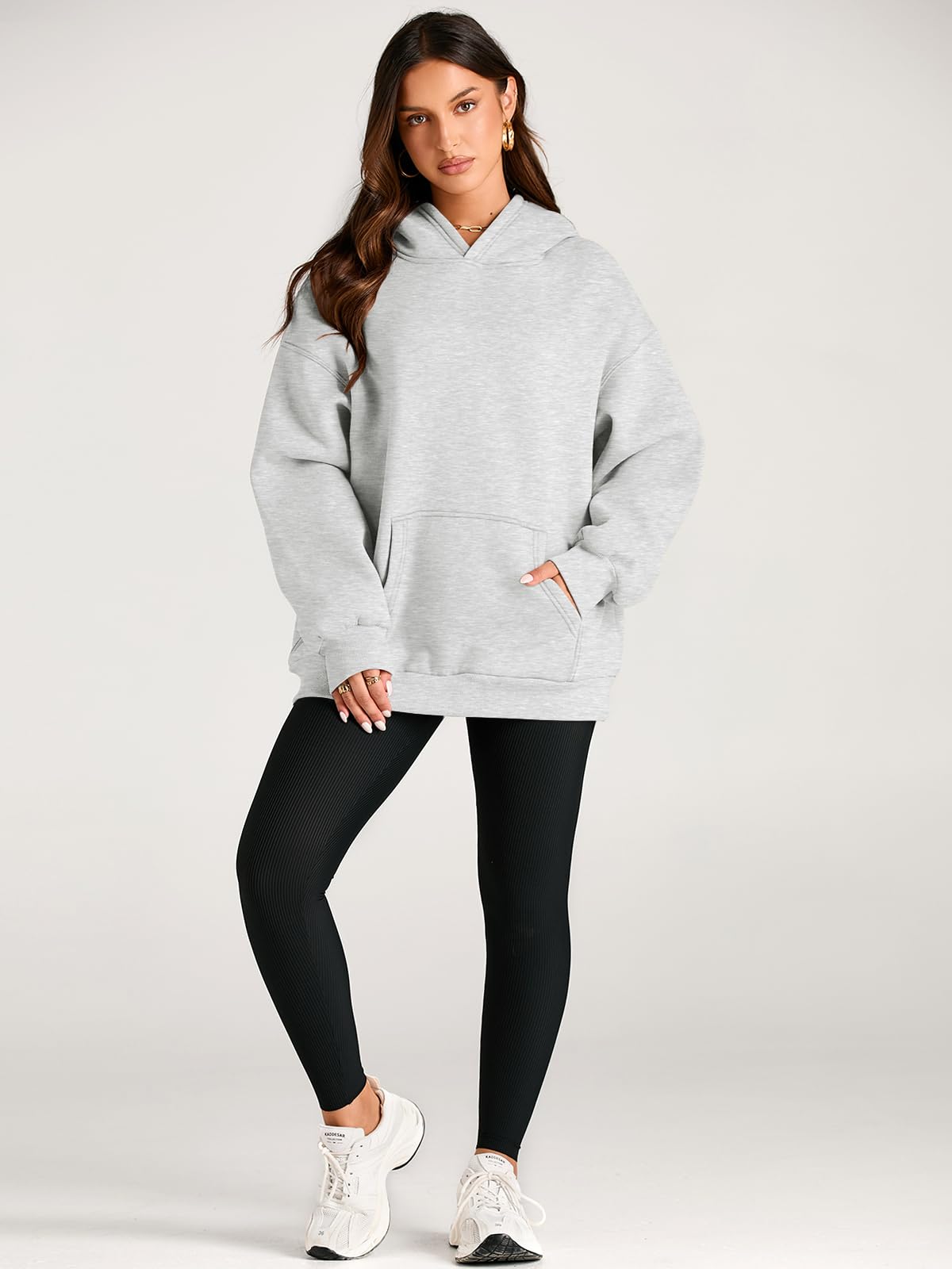 Trendy Queen Hoodies for Women Oversized Sweatshirts Cute Long Sleeve Shirts Sweaters Fleece Loose Fit Casual Pullover Fall Clothes Winter Outfits Y2k Fashion 2023 Grey