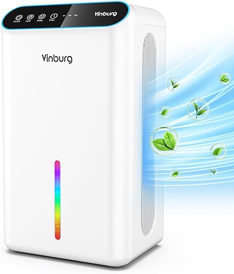 Dehumidifier for Home, Dehumidifier for Basement with 85 OZ Big Water Tank, (800 sq.ft.) Small Dehumidifier with Drain Hose for Bedroom Bathroom with Auto Shut Off, Timer, 7 Colors LED (White)