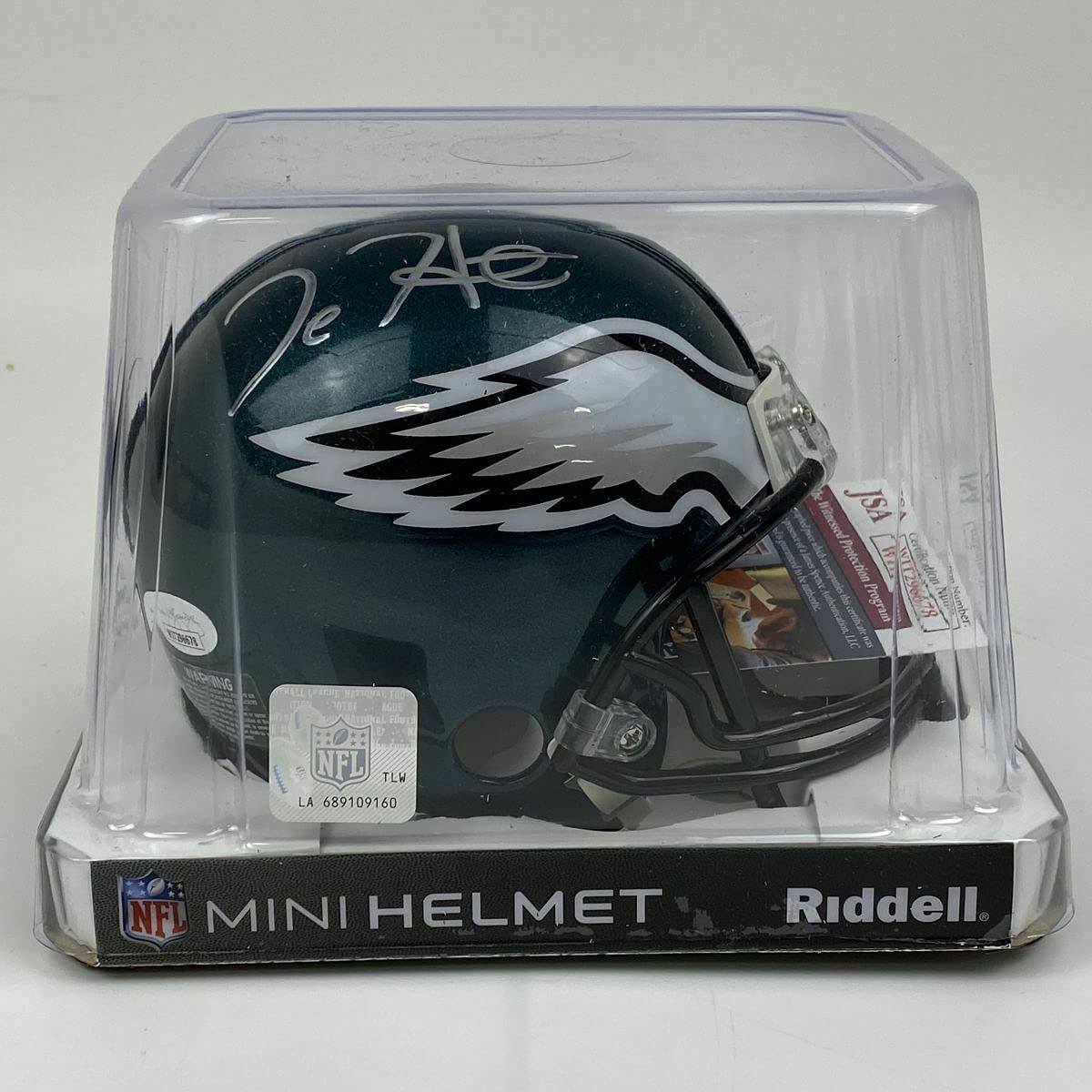 Autographed/Signed Jalen Hurts Philadelphia Eagles Mini Football Helmet JSA COA