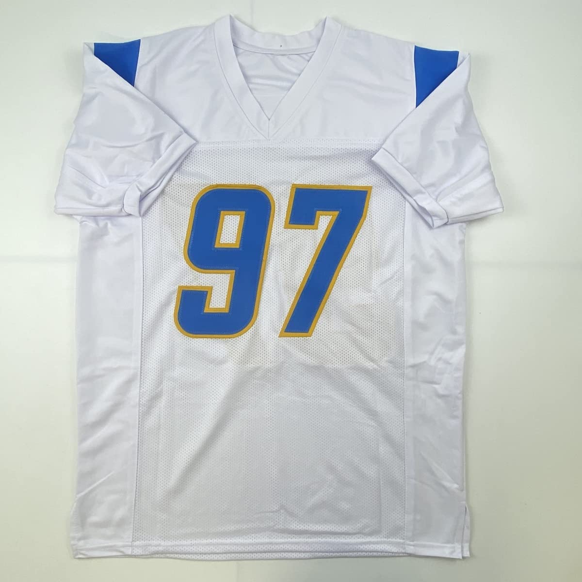 Autographed/Signed Joey Bosa #97 Los Angeles LA White Football Jersey JSA COA