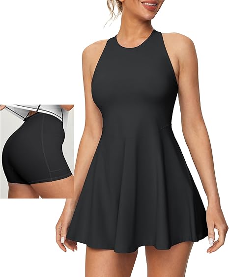 Heathyoga Womens Tennis Dress with Shorts Underneath Athletic Dress for Women Summer Romper Dresses with Pockets Golf Outfits