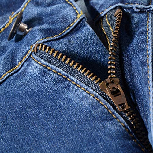 vanberfia Women's High Waist Denim Jean Raw Hem Ripped Shorts with Pockets (JS20196035-2, S)