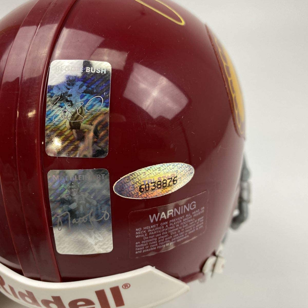 Autographed/Signed Matt Leinart & Reggie Bush USC Trojans Southen Cal College Football Mini Helmet GTSM Tristar COA
