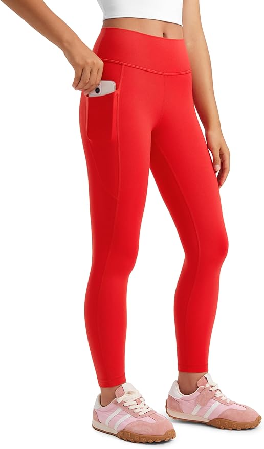 CRZ YOGA Girls Butterluxe Athletic Leggings with Pockets - High Waist Lounge Kids Teen Pants Yoga Active Dance Running Tights