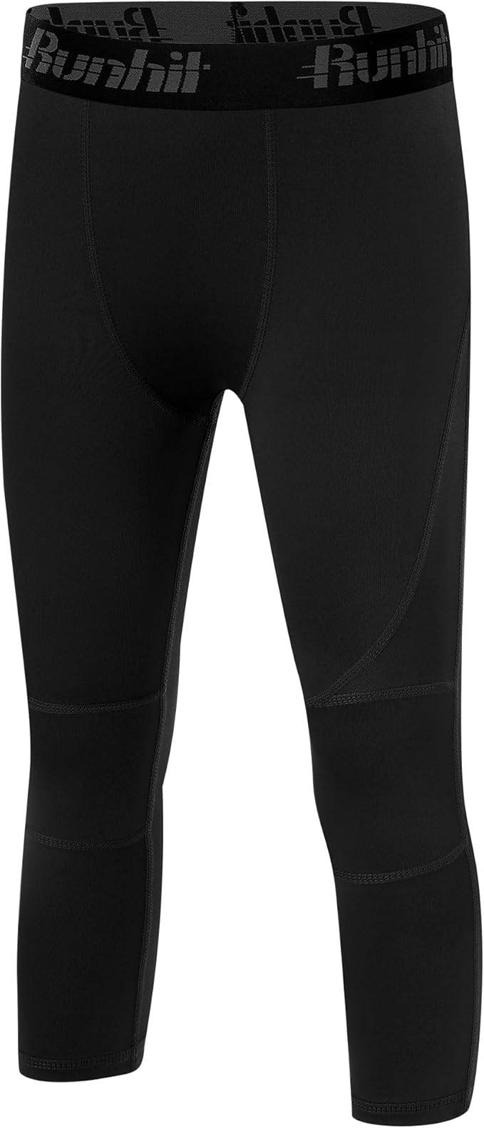 Runhit Boys Compression Pants 3/4 - Youth Athletic Leggings Capris Tights Sports Base Layer for Basketball Football Baseball
