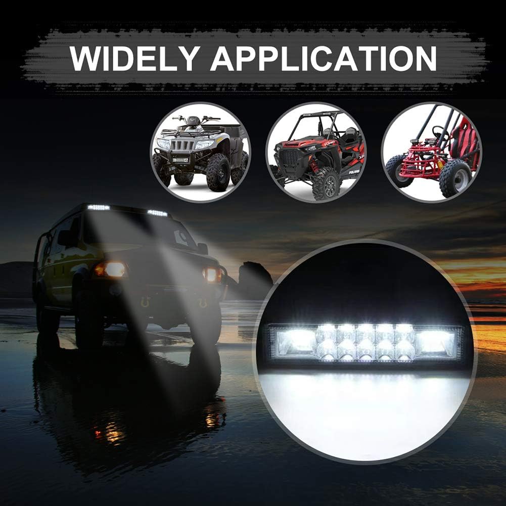 6 Inch Led Pods Light Bar - nicerpro Slim 60W 10000Lm 12V/24V Driving Fog Light Waterproof Combo Flood Spot Lights for Trucks Off Road ATV UTV Golf Cart Trailer 2 Pack