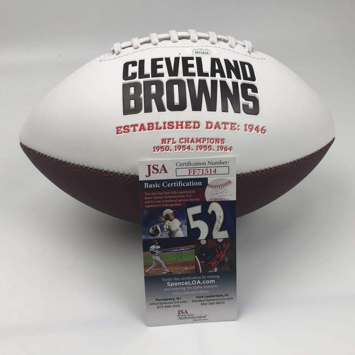 Autographed/Signed Nick Chubb Cleveland Browns Full Size FS White Panel Logo Football JSA COA