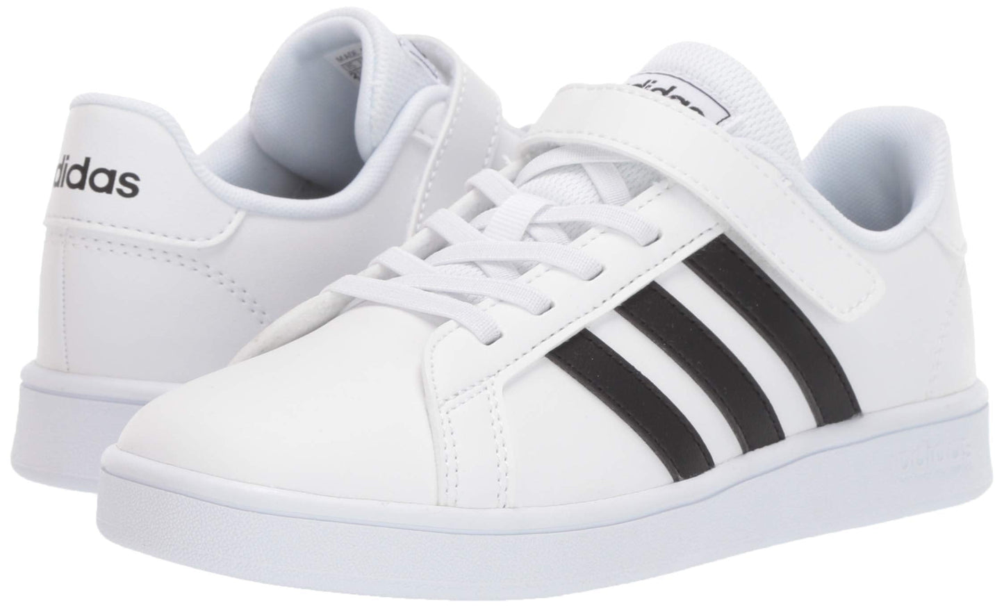 adidas unisex child Grand Court - Kids Sneaker, White/Black/White, 13.5 Little Kid US