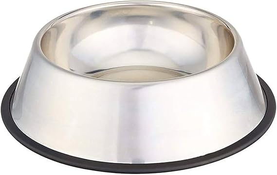 Stainless Steel Pet Dog Food and Water Bowl, (7.2 x 1.6 Inches), Holds Up to 3 Cups